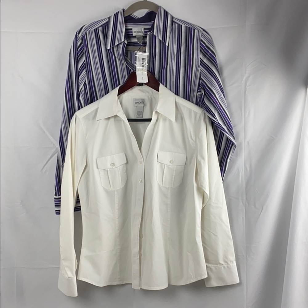 NWT Chico’s Purple and white blouses